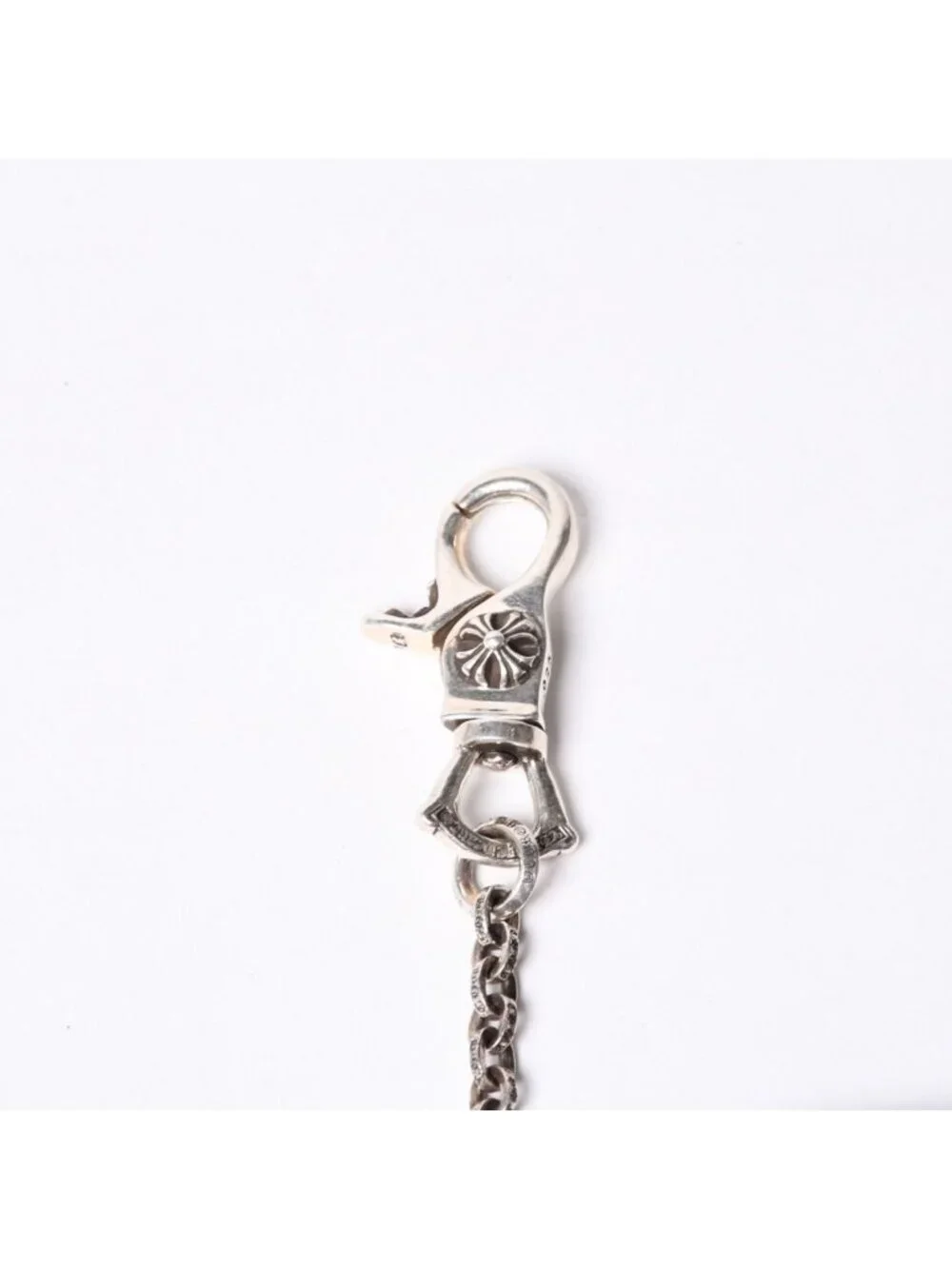 Chrome Hearts Paper with Chain Cross Patch Leather Wallet 925 Sterling Silver